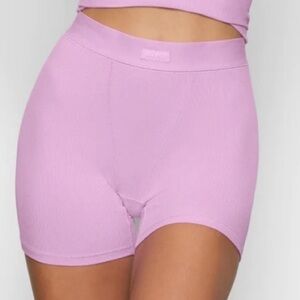Skims Cotton Rib Boxer in Petal Size XS